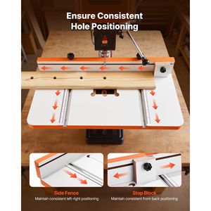 Tavolo per Trapano a Colonna 24 x 12 Pollici con Blocco di Arresto Regolabile, Superficie in MDF Altamente Compatibile con Scanalature a T - Product Image 5