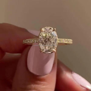 แหวนหมั้นเพชรโมอิสซาไนต์ทรงรี สไตล์วินเทจ เงินแท้ 925 ประดับแบบ Prong Set แหวนแต่งงานสไตล์อาร์ตเดโค ของขวัญครบรอบสำหรับผู้หญิง - Product Image 1