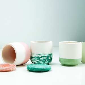 Tarro de cerámica mate personalizado para velas de 80/100/220/325ml con tapa, contenedor de terracota para velas al por mayor - Sra. Tarina - Product Image 4