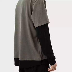 เสื้อยืดโอเวอร์ไซส์ทรงบ็อกซี่สองชั้น พิมพ์ลายกราฟิกตามสั่ง ดีไซน์ใหม่ สำหรับผู้ชาย ผ้าฝ้าย คอกลม แขนยาว - Product Image 3