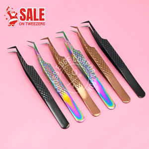 Venta al por mayor punta de fibra Volumen 45 pinzas de pestañas de 90 grados pinzas de alta calidad pinzas de extensión de pestañas de acero inoxidable - Product Image 2