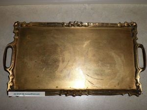 Bandeja de Servicio de Lujo para Hotel, Decorativa, para Regalos, de Latón Grabado, Plato de Latón Tallado, Bandeja de Diseño Grabada - Product Image 1