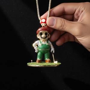 Figurine de jeu vidéo personnalisée, charme de personnage 3D en moissanite, plaqué or, argent 925, bijoux fins, accessoire cadeau - Product Image 2