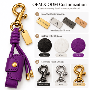 Porte-clés personnalisé en cuir PU avec bouton-pression, mini sac de luxe - Product Image 3