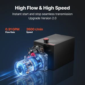 Centralina Idraulica da 10 Quarti per Rimorchio Ribaltabile a Semplice Effetto con Pressione Massima di Scarico di 3200 PSI, Portata di 0,91 GPM, 12V DC - Product Image 5