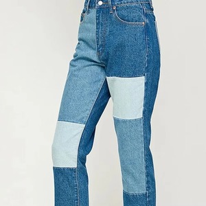Jeans de Mezclilla con Bloques de Color Personalizados a Precio de Mayoreo para Mujer, Jeans de Mezclilla de Cintura Alta y Corte Recto de la Mejor Calidad para Mujer - Product Image 2
