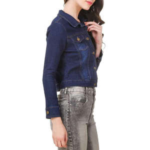Veste en jean bleu clair pour femme, toucher doux, pour un style élégant et décontracté au quotidien, et un confort optimal en voyage, mode OEM. - Product Image 3