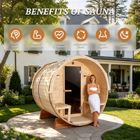 Sauna Barel Prefab Modern untuk Luar Ruangan dengan Jendela Panorama Penuh dan Beranda Depan, Integrasi WiFi Cerdas, Standar Keamanan ETL