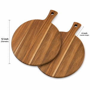 Planche à découper en bois d'acacia massif, épaisseur 1,5 cm, planche ronde en bois avec poignée, grain de bois naturel, taille personnalisée, OEM ODM - Product Image 2