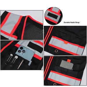 Gilet de sécurité homme pas cher en gros, polyvalent, style vintage, avec poches, respirant, 100% polyester, haute visibilité, réfléchissant - Product Image 4