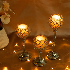 Ensemble de 3 chandeliers en cristal, porte-bougie en argent, chandelier pour décoration de mariage - Product Image 5