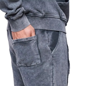 Nueva moda elegante Unisex gran oferta chándal lavado con ácido 100% algodón ropa de calle chándal para hombres conjunto de chándal personalizado 2026 - Product Image 4