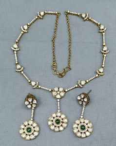 Ensemble de colliers en laiton tendance avec fleurs serties de zircon, modèle Mehendi, référence 212 DK/D-4 - Product Image 2
