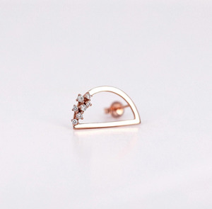 Pendientes de Oro Rosa de 14K con Diamante Geométrico de Corte Brillante Cultivado en Laboratorio - Product Image 2