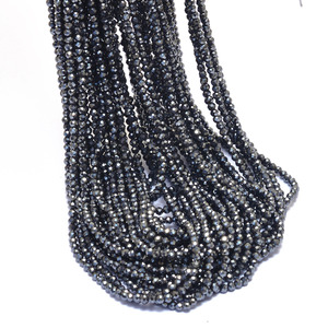 Perles rondes micro-facettées en hématite naturelle noire de qualité AAA+, 2 mm-3 mm, pierres semi-précieuses, perles en vrac pour la création de bijoux - Product Image 1