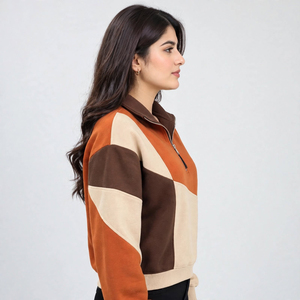 Sweat-shirt demi-zip pour femme de haute qualité, en tissu polaire doux premium, col au design moderne, coupe décontractée, vêtements personnalisés, vente en gros OEM - Product Image 4