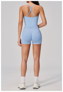Conjunto de Yoga de Alta Calidad para Mujer, Top Deportivo y Pantalones Cortos Deportivos de Cintura Alta, Conjunto de 2 Piezas para Gimnasio - Product Image 3