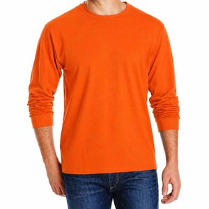 T-shirts à manches longues pour hommes en coton 100% de haute qualité, personnalisés avec logo, tricotés, respirants, à séchage rapide, col rond - Product Image 1