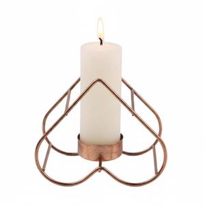 Porte-bougie en fil métallique doré rose classique en forme de cœur pour la décoration de la maison, support à bougie géométrique en fer pour la décoration de mariage - Product Image 1
