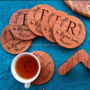 New Coaster Wooden Artistic Decoration Set Blank Mat Pad Coffee Tea Dining <b>Table</b> Accessories Kitchen <b>Party</b> Wedding Free Bulk - Product Image 3