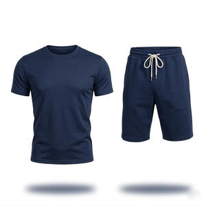 Ensemble de sport d'été 2 pièces pour homme, personnalisé avec logo, respirant, séchage rapide, écologique, tricoté 100 % coton, grande taille - Product Image 6