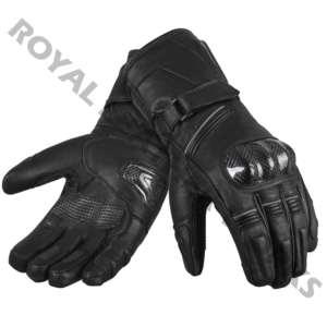 Gants de moto d'hiver en cuir véritable doublés pour hommes, noirs, de luxe, personnalisables, pour la conduite, vente en gros - Product Image 1