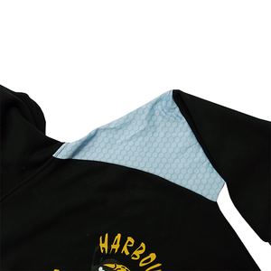 Sweat-shirt à capuche noir pour femme, avec empiècements jaunes, logo brodé, manches longues, en polaire polyester/coton - Product Image 5