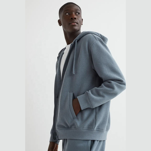 Sweat à capuche zippé pour homme, prix de gros abordable, avec logo brodé et patch chenille personnalisé, en polaire technique, pour l'hiver, style mode - Product Image 5