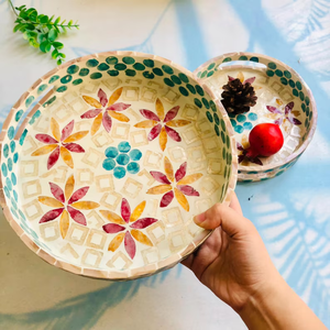 Bandeja Redonda de Nácar, Artesanal, para Servir Té, Decoración, Regalo - Product Image 2