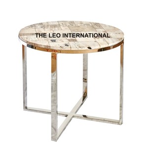 Table basse de qualité industrielle avec plateau plaqué or, design feuillage, en métal, pour la décoration de la maison et des hôtels, trois niveaux - Product Image 4