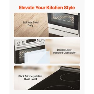 Estufa de cocina independiente de acero inoxidable compacta de 30 pulgadas y 4 quemadores 4,8 Cu. Pie. Capacidad Horno de rango eléctrico Temporizador de 30 minutos - Product Image 5