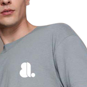 Nueva Camiseta de Moda para Hombre, Casual, de Manga Corta, Cuello Redondo, Lisa, con Logotipo Personalizado en la Parte Delantera, Talla Grande, Transpirable, Ajustada, 100% Algodón, 220g - Product Image 3
