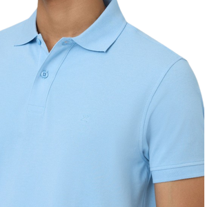 เสื้อโปโลแขนสั้นผู้ชาย สีพื้น ผ้าคอตตอนปิเก้ ระบายอากาศได้ดี สวมใส่สบาย ทรงปกติ สีน้ำเงิน - Product Image 6