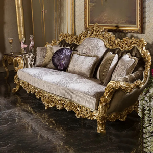 ชุดโซฟาไม้มะฮอกกานีทรงสี่เหลี่ยมสไตล์ฝรั่งเศสสุดหรู แกะสลักด้วยมือ หุ้มเบาะอย่างดี ผลิตในอินโดนีเซีย - Product Image 3