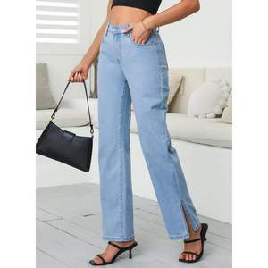 Pantalones Vaqueros de Cintura Alta para Mujer, Transpirables, Estilo Urbano - Product Image 4