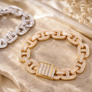 สร้อยคอผู้ชายแบบ Cuban Link ชุบทอง 18k ประดับเพชรโมอิสซาไนต์ทรงกลมเจียระไนแบบ Brilliant Cut ดีไซน์หรูหราสำหรับใส่ทุกวัน - Product Image 5