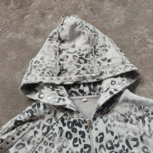 Sudadera con Capucha Personalizada para Hombre, Estilo Oversize, Lavado Ácido, Estampado Gráfico con Pedrería Termoadhesiva, Poliéster/Algodón, Secado Rápido, Alta Calidad, Otoño - Product Image 2