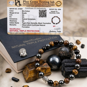 Pulsera con Amuleto de Buda de Pirita, Ojo de Tigre y Hematita de Divine Solutions - Regalo Unisex con Diseño de Paz - Product Image 6