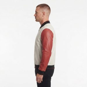 Custom <b>Leather</b> Bomber <b>Jacket</b> for <b>Men</b> Full Zip <b>Men's</b> <b>Leather</b> Bomber <b>Jacket</b> <b>Mens</b> Side Pockets PU <b>Leather</b> Bomber <b>Jackets</b> - Product Image 3