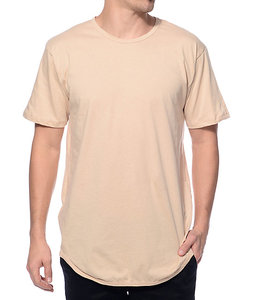 <b>Men's</b> <b>Longline</b> <b>T</b>-<b>Shirt</b> Regular Fit Short Sleeve O-Neck Solid Color Casual Blank Tee 100% Cotton Jersey Knitted Fabric - Product Image 1