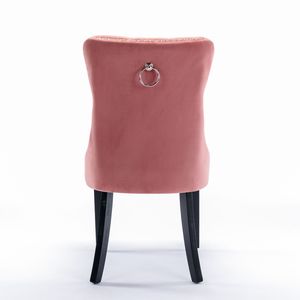 Set di Sedie da Pranzo Moderne di Alta Gamma, in Legno Massello con Rivestimento in Velluto, Gambe in Legno, Finitura con Borchie, Design Contemporaneo in 2 Pezzi - Product Image 6