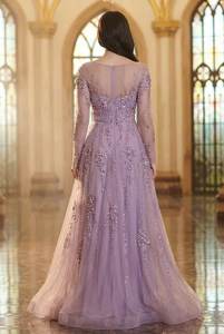 Vestidos de Noche de Lujo Plateados Estilo Sirena de Dubái, Vestidos Formales con Cuentas de Cristal Estilo Árabe, Vestido de Fiesta con Lentejuelas y Espalda Descubierta con Manga Casquillo - Product Image 4