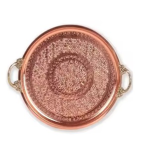 Premium <b>Copper</b> Serving Tray Elegant Serving Platter for Tea Coffee Snacks Drinks in Dining <b>Table</b> Kitchen and Hotel Use - Product Image 6