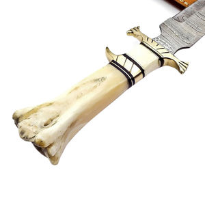 Couteau de chasse à lame fixe en acier Damas de haute qualité avec manche en os de chameau, fabriqué à la main, qualité industrielle, OEM, couteau de camping en plein air - Product Image 4