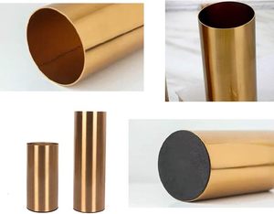 Jarrón Decorativo de Metal Dorado, Portaflores de Hierro, Forma Cilíndrica, Decoración para el Hogar, Florero - Product Image 2
