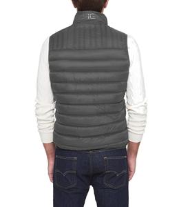 Gilet matelassé pour homme, col montant, fermeture éclair, coupe-vent, rembourré en polyester, vêtement d'extérieur décontracté d'hiver, couleur unie - Product Image 2