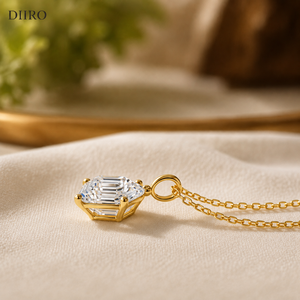 Pendentif en moissanite, argent sterling 925, coupe Asscher, chaîne de fiançailles, plaqué or, pour femme, à porter au quotidien - Product Image 5