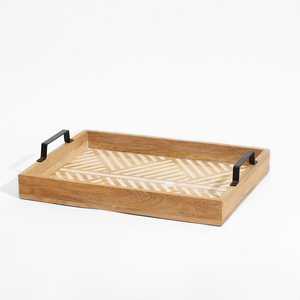 Plateau de service en bois de qualité supérieure, style tendance, rond, toutes tailles, pour restaurant, hôtel, maison, jardin. - Product Image 3