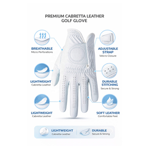 Gant de golf pour femme de haute qualité, main droite, blanc, respirant, antidérapant, en cuir PU – Premium pour le sport - Product Image 5