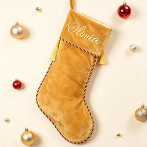 Chaussette de Noël blanche personnalisée avec nom brodé Jessica, décoration en coton doux - Product Image 2
